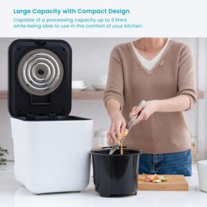 Home Zone Living Electric Composter for Kitchen, Helps Turn Food Waste Into Pre-Compost, Features Auto-Cleaning Cycle, Large Capacity 3 Liters Size