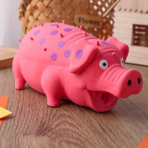 POPLAY Squeaky Latex Grunting Pig, Pink Pig Dog Toy Rubber Squeeze Gift Squeaky Pig for Dog Chew Toy