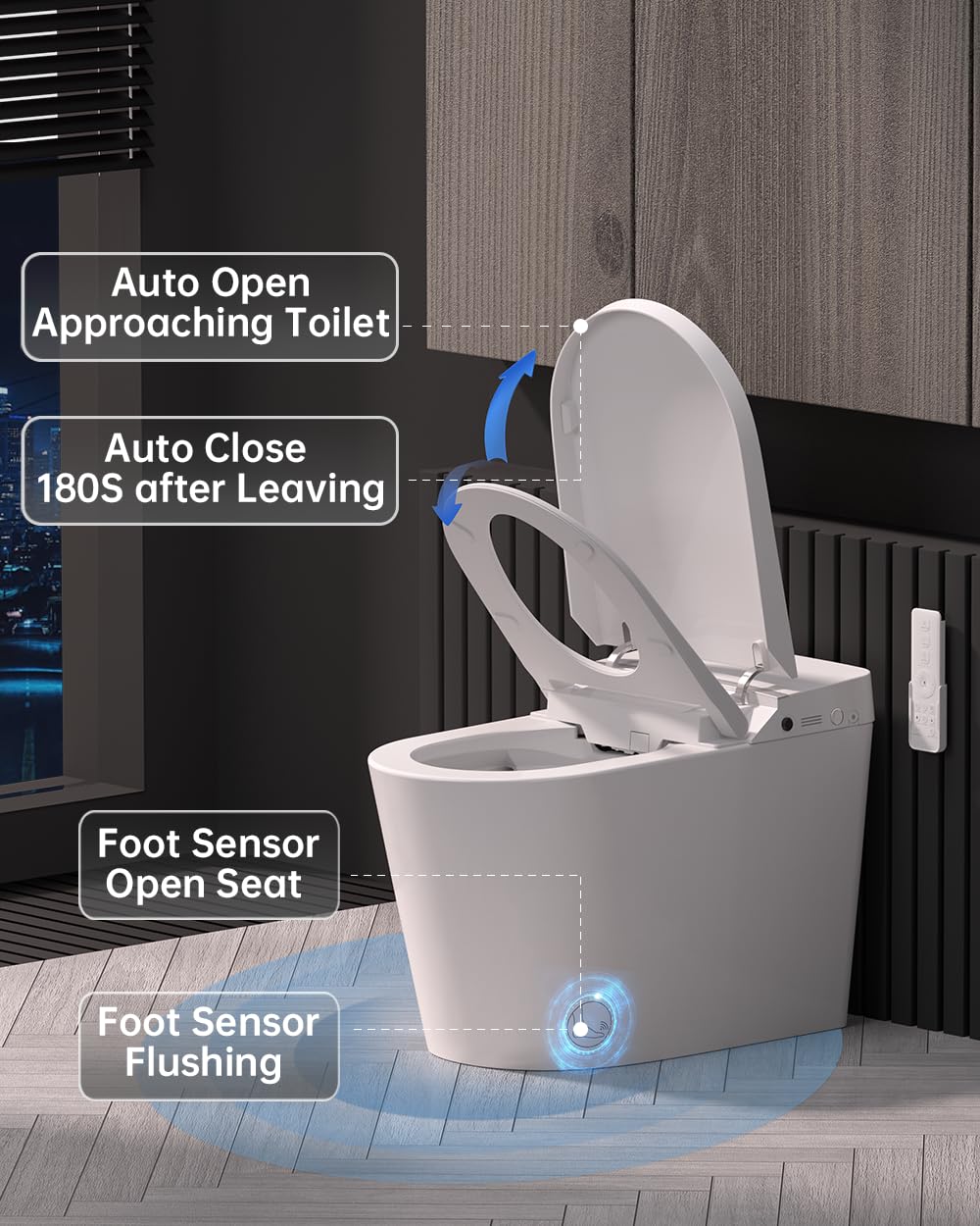 EPLO Smart Toiet with Tank and Bidet Built In,Auto Open Close,Blackout Flush,Auto Flush,Heated seat,Foot Sensor Operation,One Piece Elongated Modern Bidet Toilet Combo G20PRO