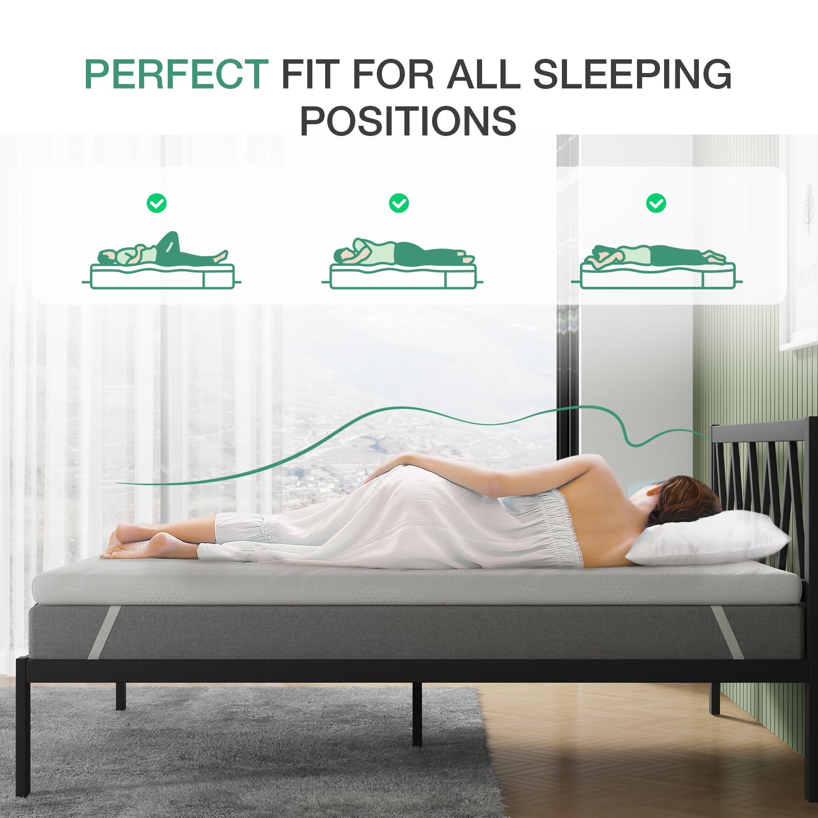 Novilla 3 Inch Queen Mattress Topper, Ventilated Design Gel Memory Foam Mattress Topper for Back Pain & Pressure Relieving, Supportive & CertiPUR-US Certified