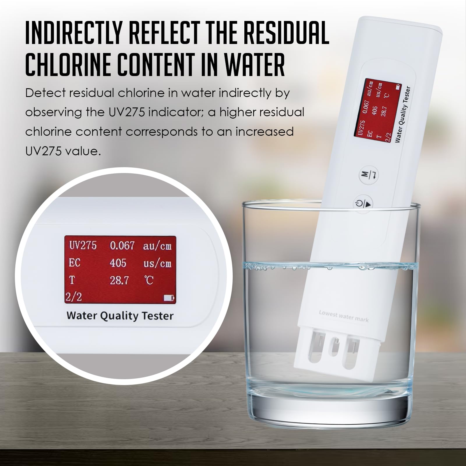 6-in-1 Water Quality Tester - TOC UV275 EC TDS COD Temperature Meter Drinking Water Quality Meter with Intelligent Scoring with ATC for Drinking Water, Well, Tap, Purified, Groundwater, Lab