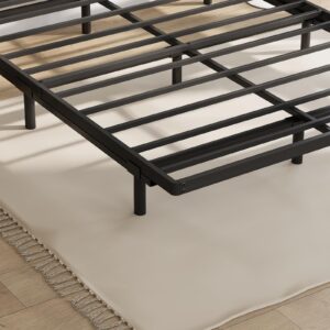 Askeld King Bunkie-Board Only, 2 Inch Low Box-Spring with Steel Slats, Quick Lock Metal Frame Bed-Slat Replacement, Noise Free Mattress Surpoort Base, Upholstered Bed Accessories, Black