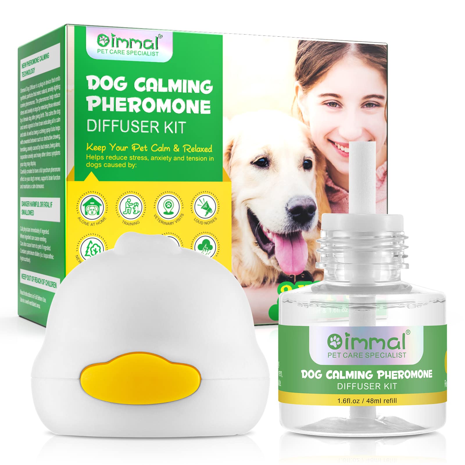 ALIVO Calming Diffuser for Dogs, Dog Calming Plug Diffuser - Dog Calming Pheromone Starter Kit Helps Ruduce Anxious, Anti-Stress & Comforts Dogs, Pet Supplies Relaxants & Anxiety Relief - 48ml