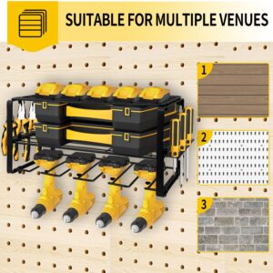 VDHU Power Tool Organizer Wall Mount,Utility Racks,Heavy Duty Drill Holder,3 Layers Storage Rack with 4 Drill Holders,Garage Tool Organizer and Storage Ideal for Tool Room,Workshop,Garage