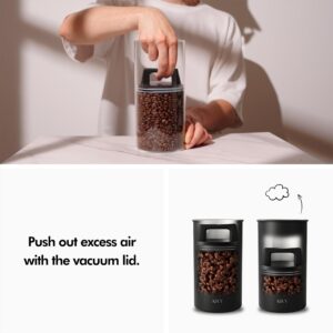 KIVY Vacuum Coffee Canister - Push Lid Preserves Coffee Aroma & Oil - Stainless Steel Airtight Coffee Canister - Coffee Container for Ground Coffee & Coffee Bean Storage - Removes Excess Air