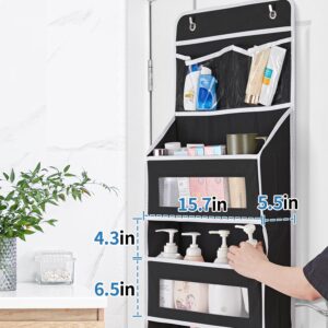 JARLINK 5-shelf Over Door Organizer Storage, Upgrade Hanging Storage with Clear Window, 50 lbs Load Storage Organizer for Bedroom, Bathroom, Nursery, Baby Kids Toys, Diapers, Pantry, Black