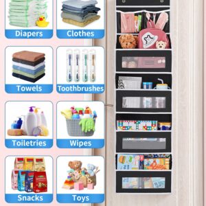 JARLINK 5-shelf Over Door Organizer Storage, Upgrade Hanging Storage with Clear Window, 50 lbs Load Storage Organizer for Bedroom, Bathroom, Nursery, Baby Kids Toys, Diapers, Pantry, Black