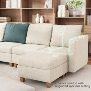 EASE MOOSE Modular Sectional Couch Armrest, Linen Modular Sofa Side Armrest Module Pair for Sectional Modular Couch Beige