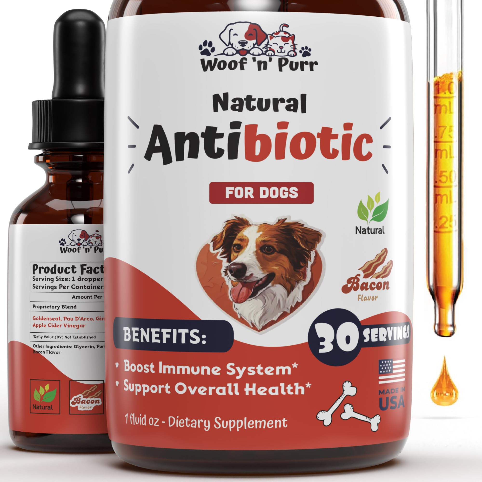 Natural Dog Antibiotics - Antibiotics for Dogs - Supports Immune Health, Itch Relief, Allergy Relief & More - Antibiotic for Dogs - Itch Relief for Dogs - Yeast Infection Treatment for Dogs - 1 oz