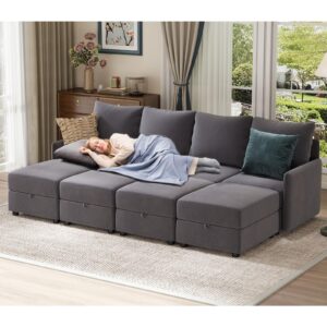 COMHOMA Convertible Sectional Sofa for Living Room, Free Combination L/U Shaped Sofa with Storage Chaise for Living Room, Apartment and Small Space 8 Seaters(4+4)