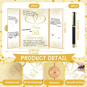 Engrowtic 50th Anniversary Decorations Gold Wedding Anniversary Guest Book with Pen 50 Years Marriage Anniversary Signature Board Happy 50th Anniversary Party Registry Card for Men Women Couple