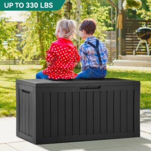 YITAHOME 80 Gallon Resin Deck Box, Outdoor Lockable Storage Box for Patio Furniture, Waterproof Patio Deck Box for Cushions, Pool Supplies, Sports Equipment and Garden Tools, Black