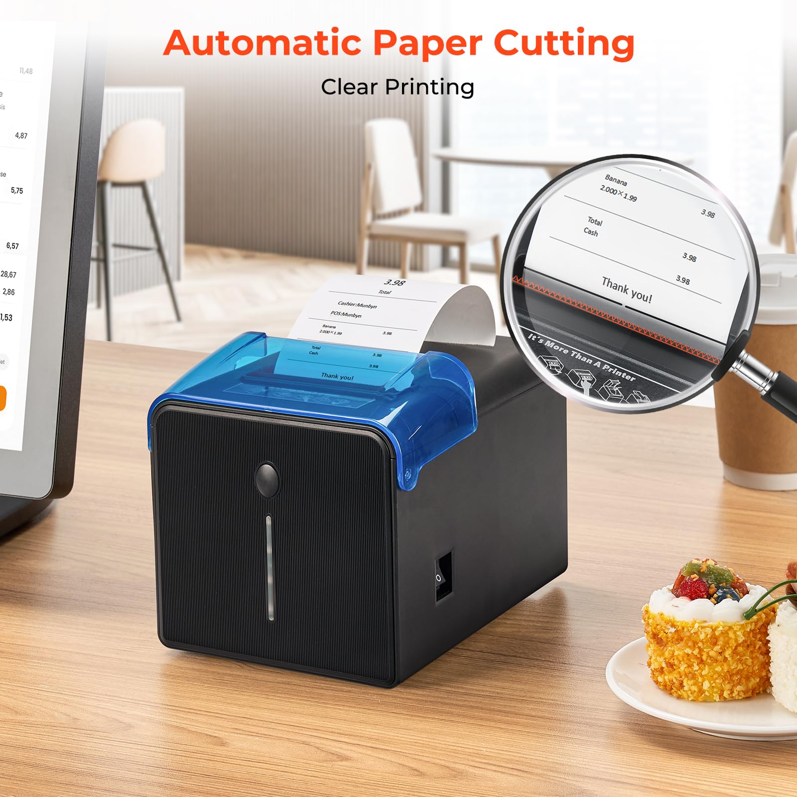 MUNBYN WiFi Receipt Printer with USB Port, 80mm POS Printer, Thermal Pinter Works with Square Mac Windows Chromebook Linux Cash Drawer, Do Not Support Paypal Zettle Shopify Vagaro Kyte Bluetooth