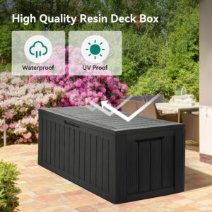 YITAHOME 80 Gallon Resin Deck Box, Outdoor Lockable Storage Box for Patio Furniture, Waterproof Patio Deck Box for Cushions, Pool Supplies, Sports Equipment and Garden Tools, Black