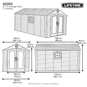 Lifetime Outdoor Storage Shed, 8 x 15 Foot