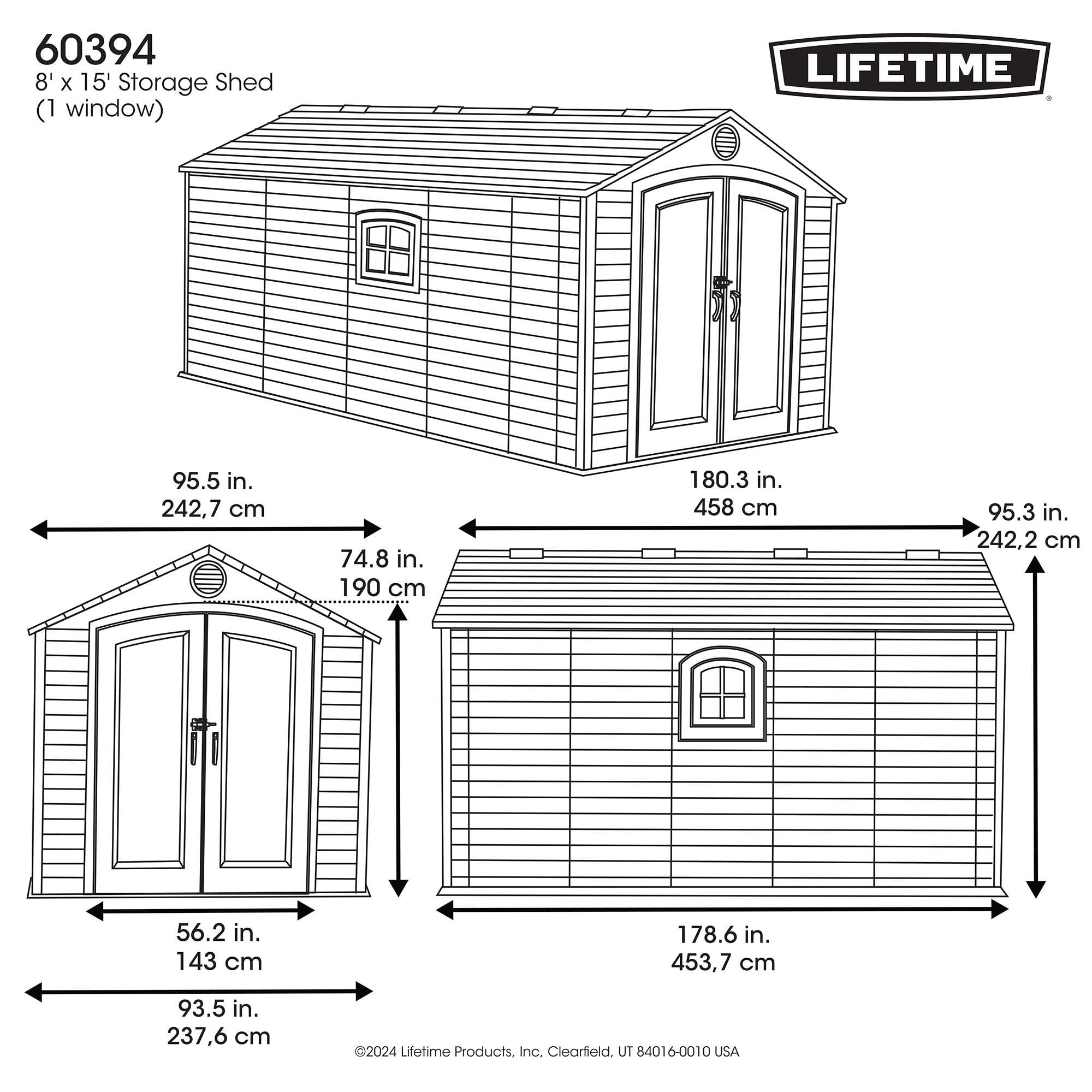 Lifetime Outdoor Storage Shed, 8 x 15 Foot