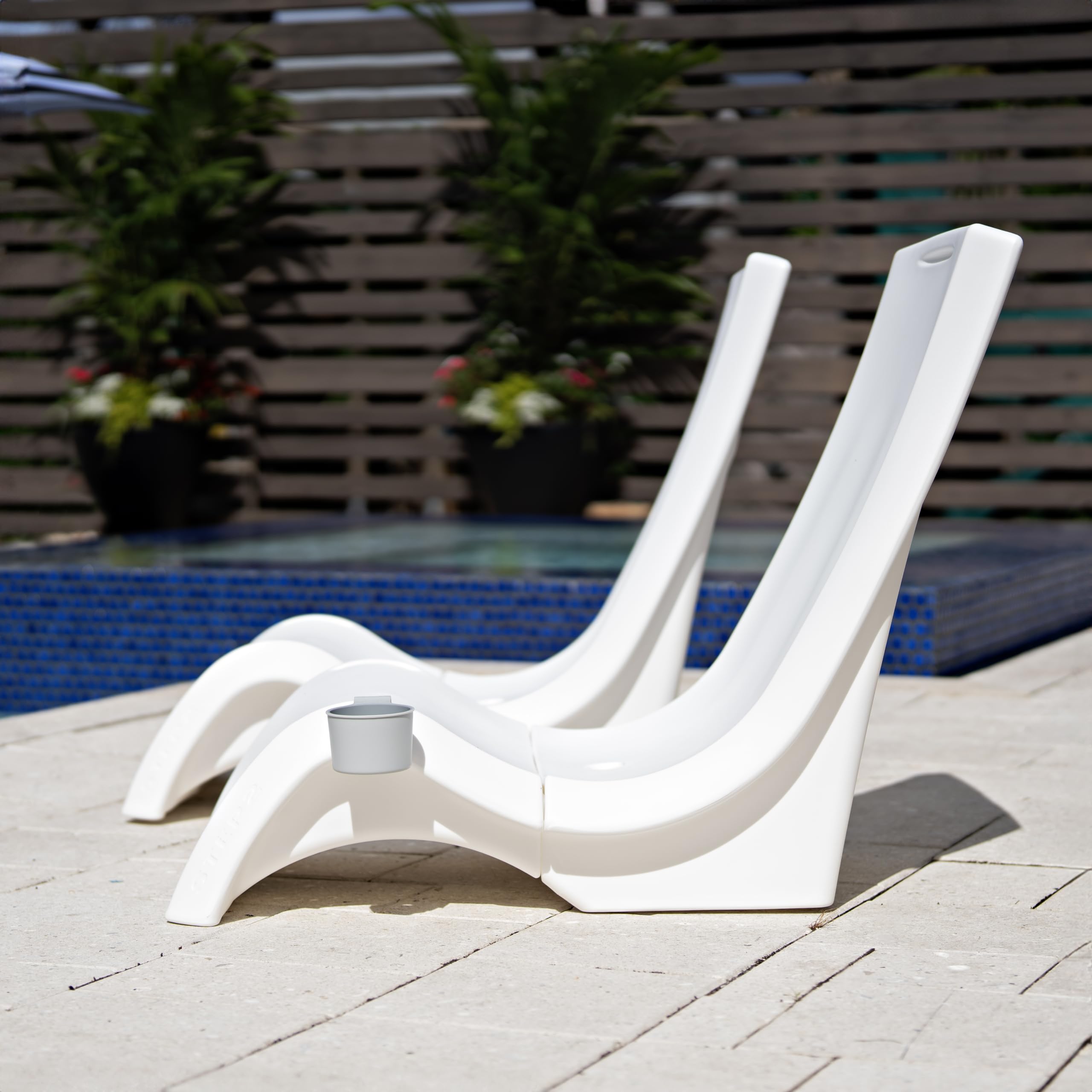 Step2 Vero Pool Chair, Fade-Resistant, Waterproof Patio Furniture for Sun Shelf, Use in Pools up to 9-Inches of Water, Weighted, White