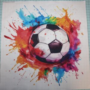 Fabric Panel 14"x14" Soccer Ball 100% Cotton Quilting Panel Square AM1456