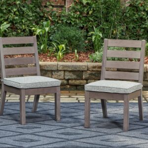 Signature Design by Ashley Hillside Barn Outdoor Dining Chair, Set of 2, 20" W x 27" D x 37" H, Light Brown & Light Gray