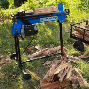 BILT HARD Electric Log Splitter 6.5 Ton with Stand, Wood Splitter Electric Powered 15 Amp Motor with Hydraulic Ram, Firewood Splitting Machine, Horizontal