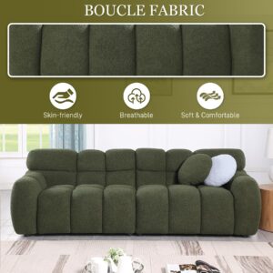 Wrofly 2 Piece Boucle Sofa Couch Set, Comfy Upholstered Sherpa Deep Seat Cloud Couch and Loveseat, Modern Tufted 3 Seater and 2 Seater Love Seat Sofa for Living Room Apartment, Olive Green