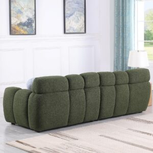 Wrofly 86.5" Boucle Sofa Couch, Comfy Upholstered Sherpa Deep Seat Cloud Couch, Cozy Modern Tufted 3 Seater Couch with 2 Pillows for Living Room Apartment Office, Olive Green