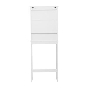 Flash Furniture Dune Farmhouse Over The Toilet Bathroom Storage Organizer with Magnetic Closure Doors, Adjustable Cabinet, Open Lower Shelf, Set of 1, White