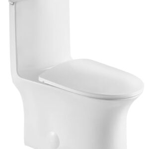 JINGZE Dual Flush Elongated Standard One Piece Toilet for Bathroom Comfort Height in White