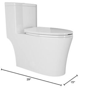 JINGZE Dual Flush Elongated Standard One Piece Toilet for Bathroom Comfort Height in White