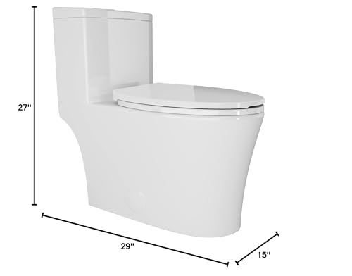 JINGZE Dual Flush Elongated Standard One Piece Toilet for Bathroom Comfort Height in White