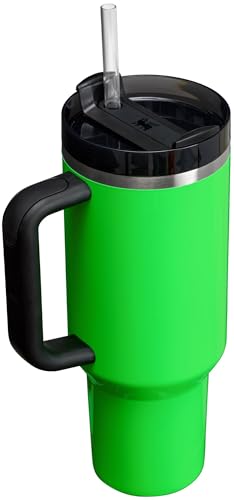 STANLEY Quencher H2.0 FlowState Stainless Steel Vacuum Insulated Tumbler with Lid and Straw for Water, Iced Tea or Coffee, Smoothie and More, Neon Green, 40 OZ