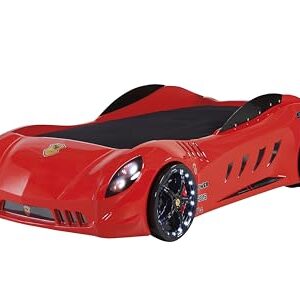 Shark Twin Race Car Bed, Remote Control, LED Lights, Sound FX, Rear Seat