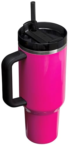 STANLEY Quencher H2.0 FlowState Stainless Steel Vacuum Insulated Tumbler with Lid and Straw for Water, Iced Tea or Coffee, Smoothie and More, Electric Pink, 40 OZ