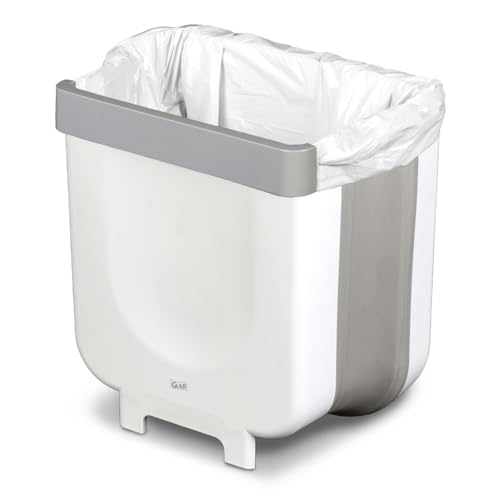 Glad Roomate Collapsible Waste Bin | Compact Travel Trash Can with Space-Saving Expandable Design | Indoor and Outdoor Disposal Basket, 2 Gallon, White