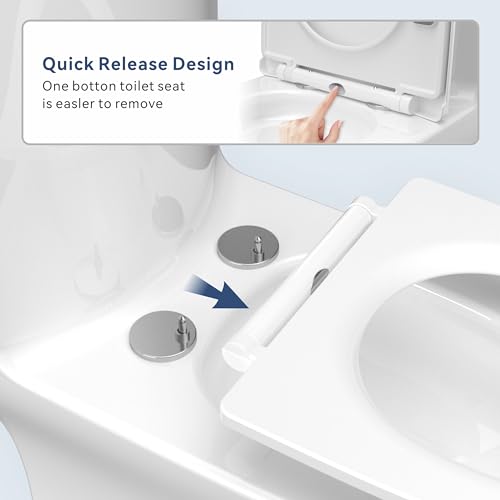 JINGZE Dual Flush Elongated Standard One Piece Toilet for Bathroom Comfort Height in White