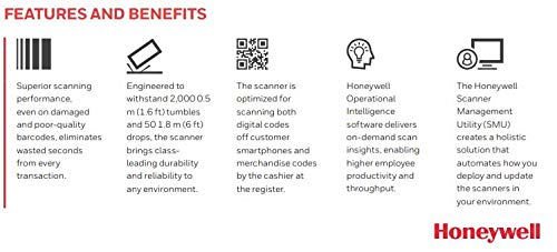 Kestronics Honeywell 1950GSR-2USB 2D Barcode Scanner with USB Cable, Black (Renewed)