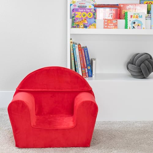 ABABY.COM Red Toddler Foam Chair - Comfy Reading Chair for Kids with Removable Cover- Lightweight Baby Chair