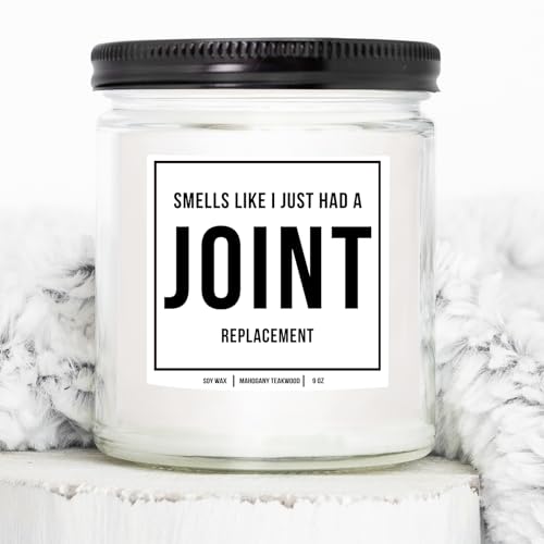 YouNique Designs Joint Replacement Candle - Hip Surgery Gifts, After Knee Surgery Gifts for Women, Knee Replacement Gifts, Hip Replacement Gifts, Knee Surgery Recovery Gifts (Mahogany Teakwood)