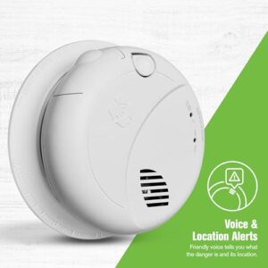 First Alert SMCO100V-AC, Interconnect Hardwire Combination Smoke & Carbon Monoxide Alarm with Battery Backup and Voice & Location Alerts, 1-Pack