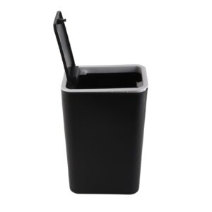 Trash Can, Household Garbage Cans Sealed Large Capacity Odorless with Press Top Plastic Trash Bin for Home Kitchen Living Room Bathroom (Black)