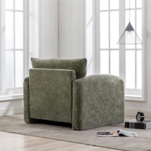 Miscoos Chenille Oversized Armchair - Modern Accent Chair & Single Sofa Lounge, 34'' Wide, Comfortable Seating for Living Room & Bedroom, Green