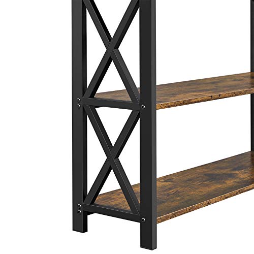 Yaheetech Console Table with Drawer, Sofa Table with Storage Shelves, 39.5 Inch Entryway Table with Metal Frame, for Living Room, Entryway, Hallway, Rustic Brown