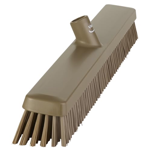 Vikan 319566 24" Heavy-Duty Push Broom, Soft/Stiff, Brown