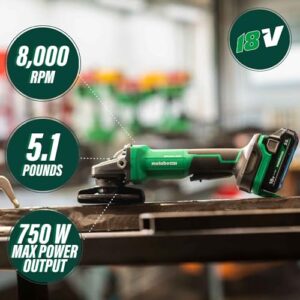 Metabo HPT 18V MultiVolt™ 4-1/2-Inch Cordless Angle Grinder, Tool Only - No Battery, Paddle Switch, 8,000 RPM, 5 Safety Features, Auto Mode, G1812DFQ4