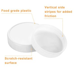 LOYORTY 72Pcs White Plastic Mason Jar Lids, 36 Regular Mouth & 36 Wide Mouth Plastic Canning Lids, 86mm &70mm Reusable Plastic Storage Caps for Mason/Canning Jars