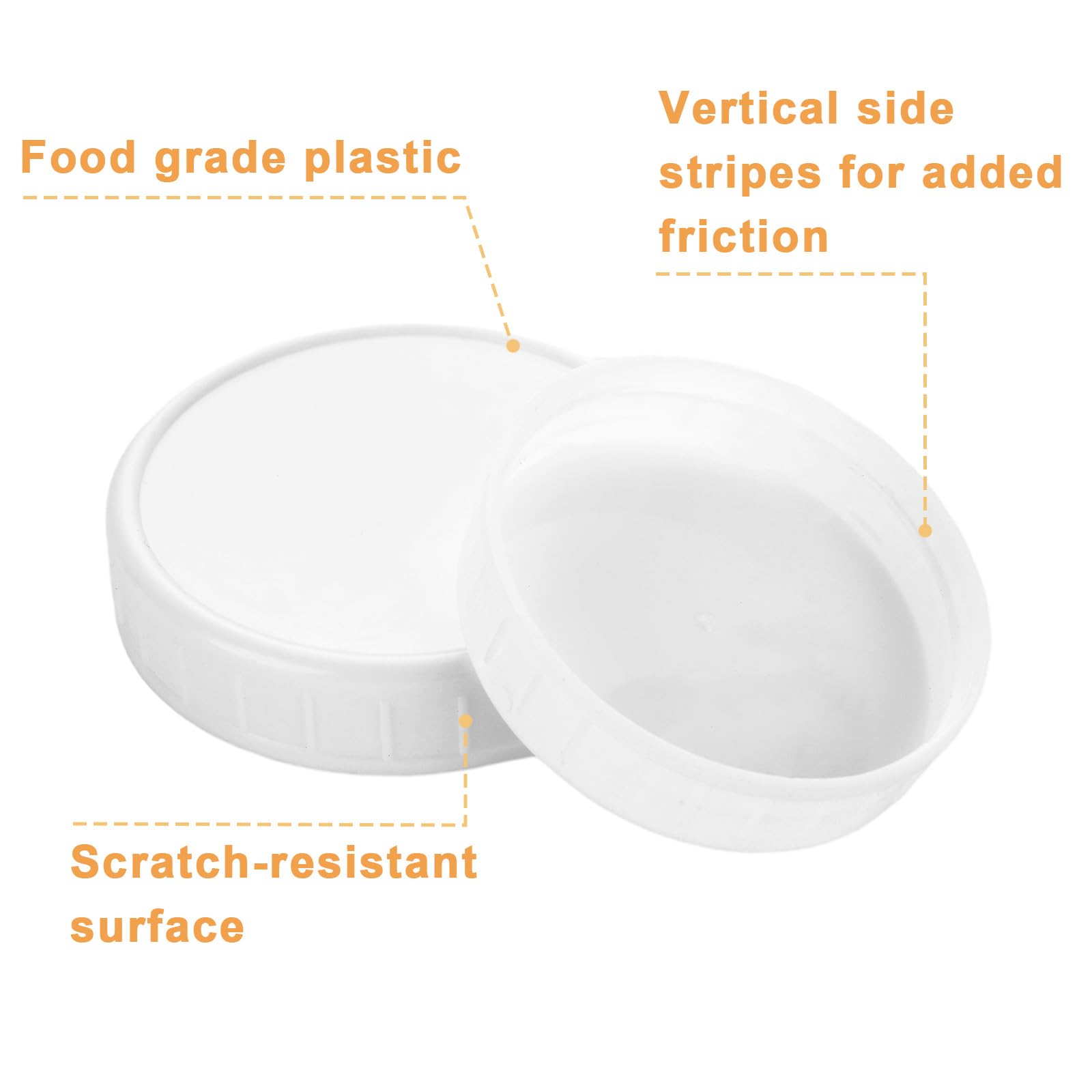 LOYORTY 72Pcs White Plastic Mason Jar Lids, 36 Regular Mouth & 36 Wide Mouth Plastic Canning Lids, 86mm &70mm Reusable Plastic Storage Caps for Mason/Canning Jars