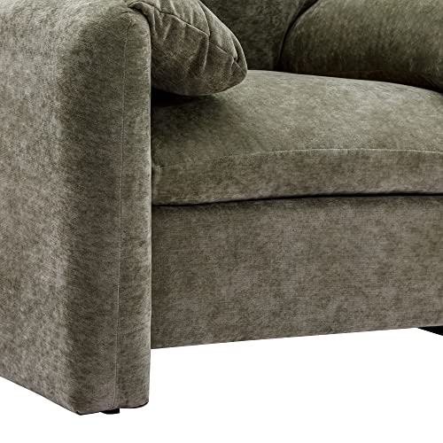 Miscoos Chenille Oversized Armchair - Modern Accent Chair & Single Sofa Lounge, 34'' Wide, Comfortable Seating for Living Room & Bedroom, Green