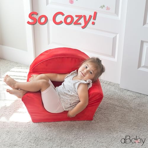 ABABY.COM Red Toddler Foam Chair - Comfy Reading Chair for Kids with Removable Cover- Lightweight Baby Chair