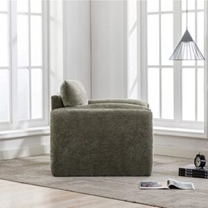 Miscoos Chenille Oversized Armchair - Modern Accent Chair & Single Sofa Lounge, 34'' Wide, Comfortable Seating for Living Room & Bedroom, Green