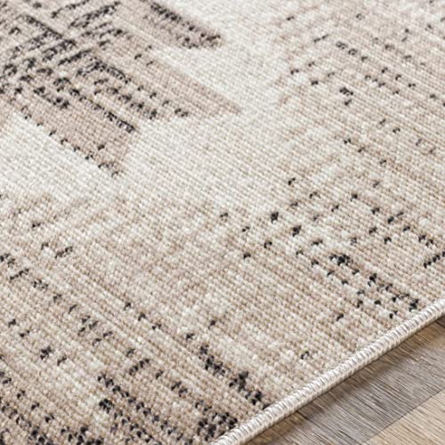 BoutiqueRugs Smoketown Traditional Area Rug - Tan, Black, White - 7'10" x 10'2"